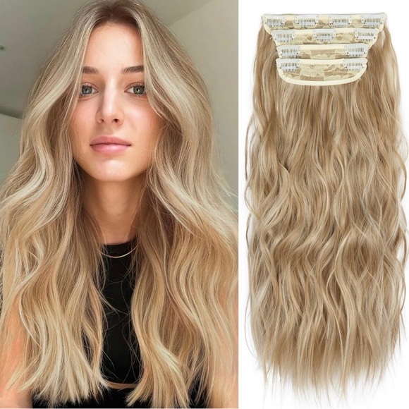 20 inch 4 pieces 11 clips blonde extension clip in main image 5